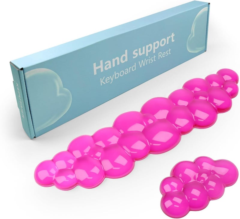 KEPUTAIER Gel Cloud Keyboard and Mouse Wrist Rest, Cute Wrist Support and Arm Support Keyboard Rest for Keyboard and Mouse Typing Pain Relief，Suitable for Office/Computer/Laptop/Gaming (Transparent Red) - Image 1